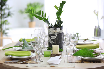 Table setting for dinner in restaurant