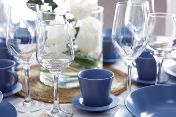 Table setting for dinner in restaurant
