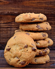 Group of cookies on wooden background