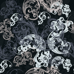 Vintage style ornamental pattern with swirls
