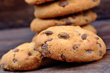 Chocolate chip cookies on table