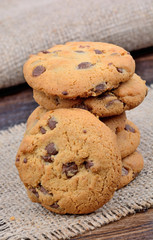 Stack of biscuits on wooden table