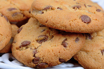 Chocolate chips cookies on plate