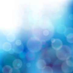 Fototapeta premium Lights On Blue Background - Vector Illustration, Graphic Design Useful For Your Design. Bright Blue Abstract Christmas Background With White Snowflakes