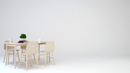 dining area in coffee shop or house on white background - 3D Rendering