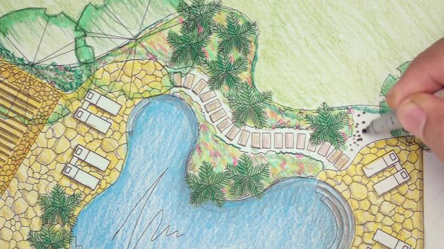 Landscape architect design backyard plan for villa