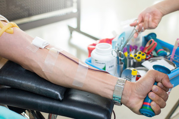 Young blood donor With pleasure