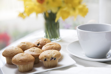 Blueberry Muffins with Coffee