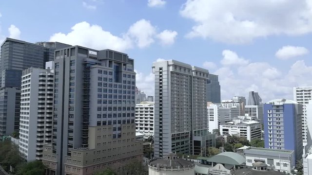 Modern city in a green environment, Suan Lum, Bangkok, Thailand 