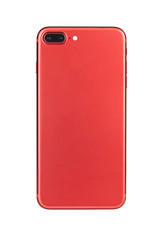 Red smartphone isolated on white background