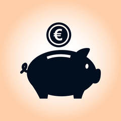 Piggy bank icon. Pictograph of moneybox. Flat design.