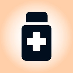 Obraz premium Drugs sign icon. Pack with pills. Flat design style. 