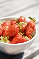 Strawberries in the white bowl