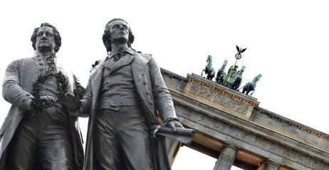 Goethe and Schiller Memorial and Brandenburg Gate, Germany isolated
