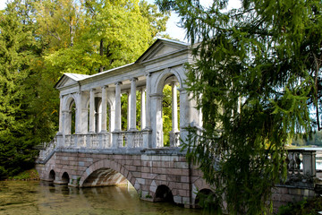 Ancient bridge in forest Park