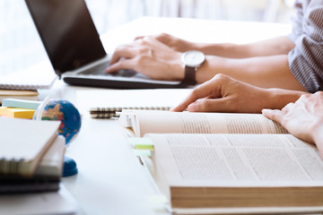 University students working together