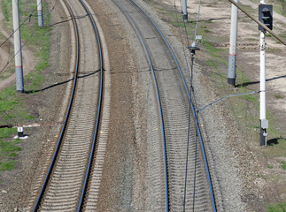 Fototapeta na wymiar Railway track with semaphore
