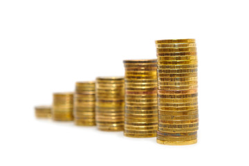 coins put by piles, monetary growth
