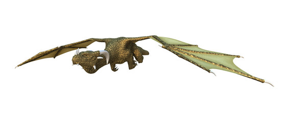 3D Rendering Fantasy Dragon on White