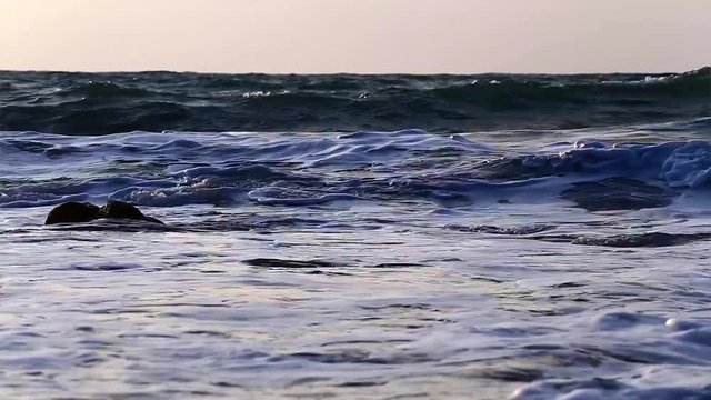 Storm in the Andaman Sea. Waves on the video close-up close.