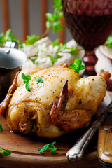 Roasted chicken in microwave