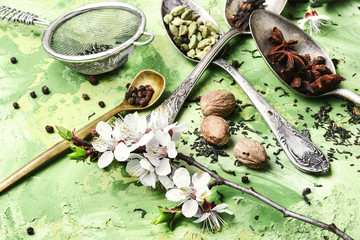 Herbs and spices for spring tonic tea