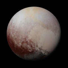 dwarf planet Pluto isolated on black background - obrazy, fototapety, plakaty