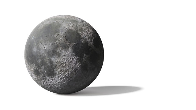 3d render, moon isolated on white background 