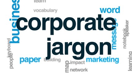 Corporate jargon animated word cloud, text design animation. - Powered by Adobe