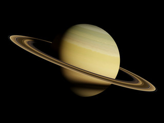 planet Saturn, isolated on black background © dottedyeti