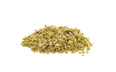 dried oregano on white background