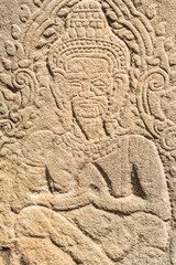Stone Bas-relief in Preh Khan temple, Siem Reap, Cambodia