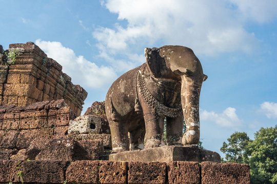 Elephant sculpture in East Mebon temple, Siem Reap, Cambodia