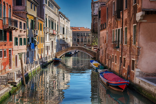Bright photo with views of Venice, italy