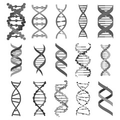 DNA molecule sign set, genetic elements and icons collection strand. 