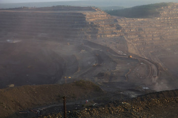 Panoramic view of the coal mine in Neryungri