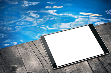 Tablet computer by the pool