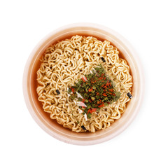 Bowl of instant noodles with spice