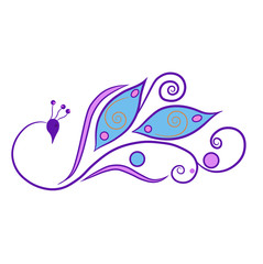 colored vector illustration of peacock shaped jewelry piece on a white background 
