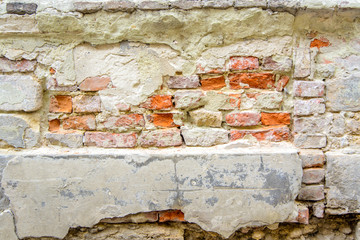 cracked concrete vintage brick wall background. Part of the stone wall, stone wall background texture