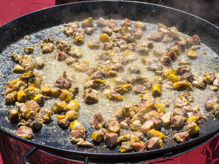 Comida popular en las calles de Barcelona,Cataluña,España