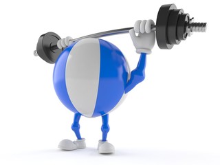 Beach ball character with barbell
