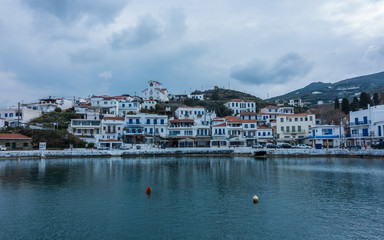 Fototapeta na wymiar Beautiful view in Batsi, Andros island.