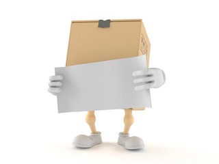 Package character with blank sheet of paper