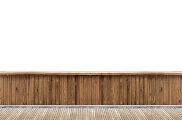  terrasse avec rambarde en bois plein, fond blanc