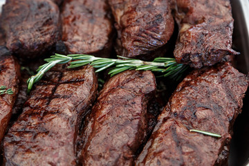 Cooked veal steaks