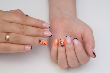 Attractive women's hands. Natural nails with beautiful manicure.