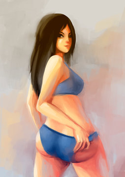 woman painting bikini