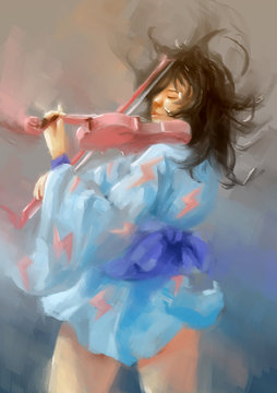 woman painting violin