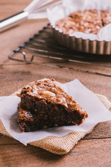 chocolate brownie dessert ,triangle shape,edit tone color